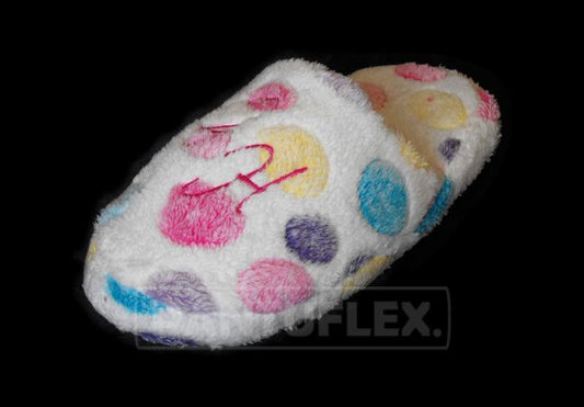 PROVEEDORES DE PANTUFLAS PELUCHE BOLITAS MULTICOLOR