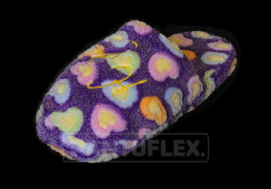 PROVEEDORES DE PANTUFLAS PELUCHE CORAZON MORADO